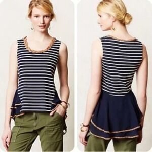 Anthropologie Postmark Striped Peplum Tank High-low design size large